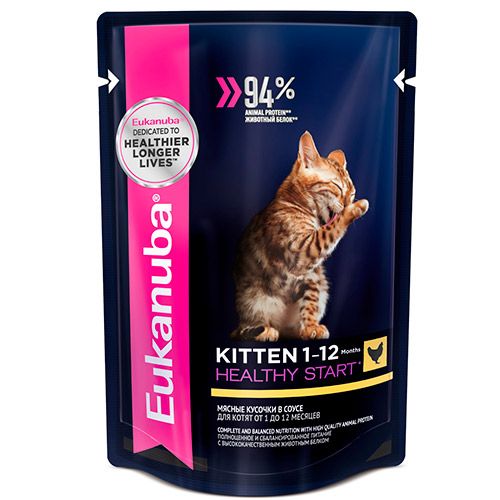 ПР0036743 Корм для котят курица в соусе конс. пауч 85г Eukanuba 