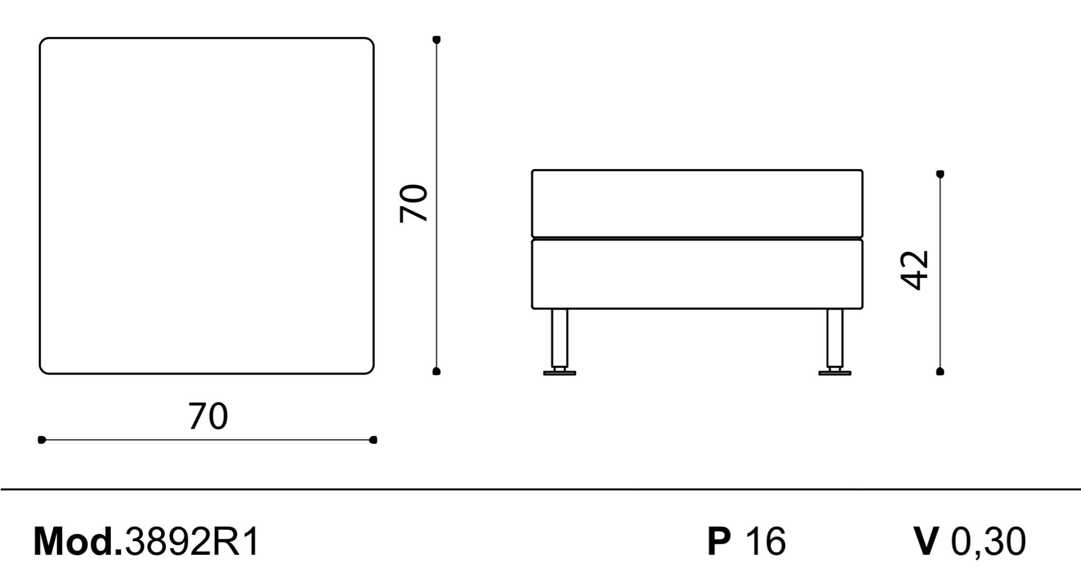Квадратный пуф Ares Line ARCH-00033854 - Вид №2