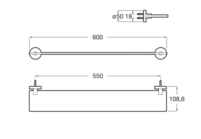 Стеклянная полка для ванной Roca Compas ARCH-00035090 - Вид №2