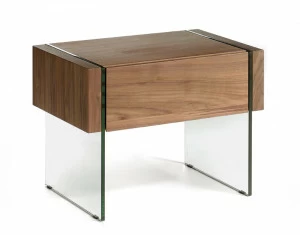 Тумбочка прикроватная для спальни с одним ящиком и стеклянными ножками коричневая от Angel Cerda ANGEL CERDA CP1803 00-3865590 Коричневый