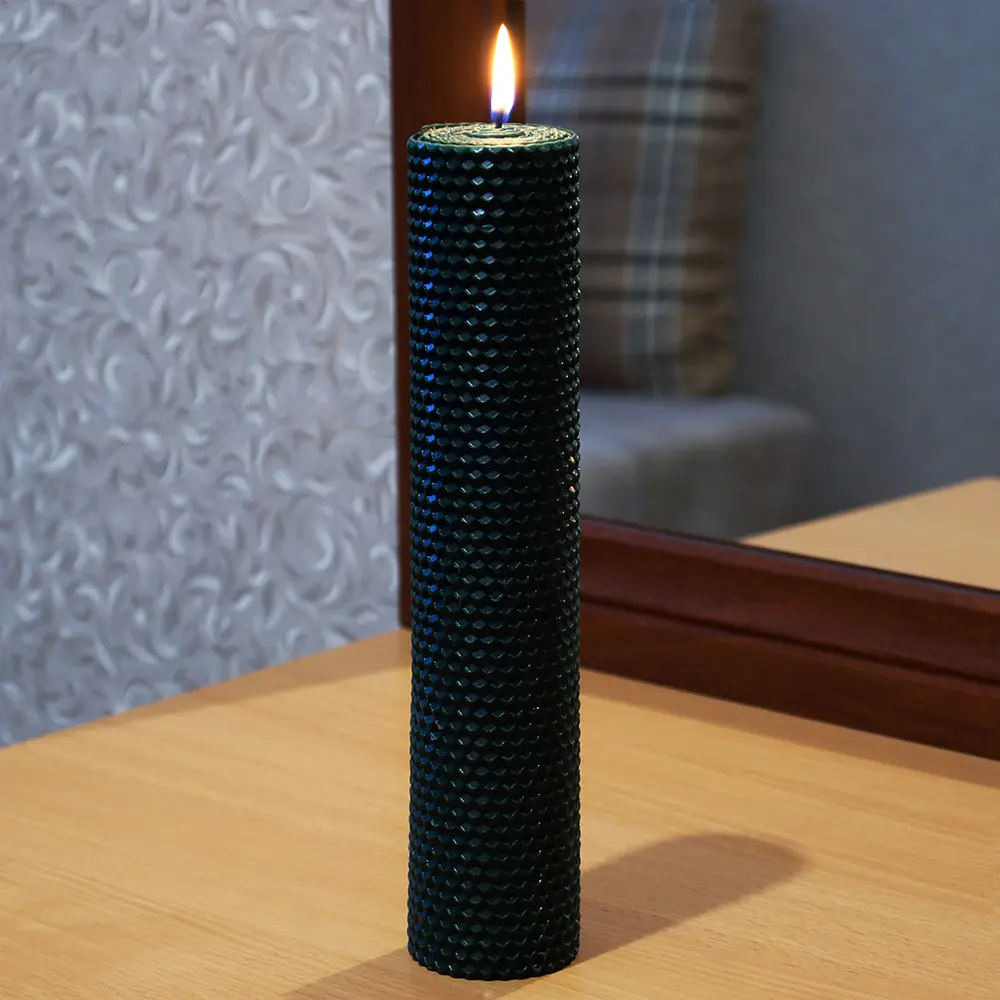 Свеча вощинная цилиндр зеленый мох 3x13 см EVIS STLM-2078412 - Вид №2