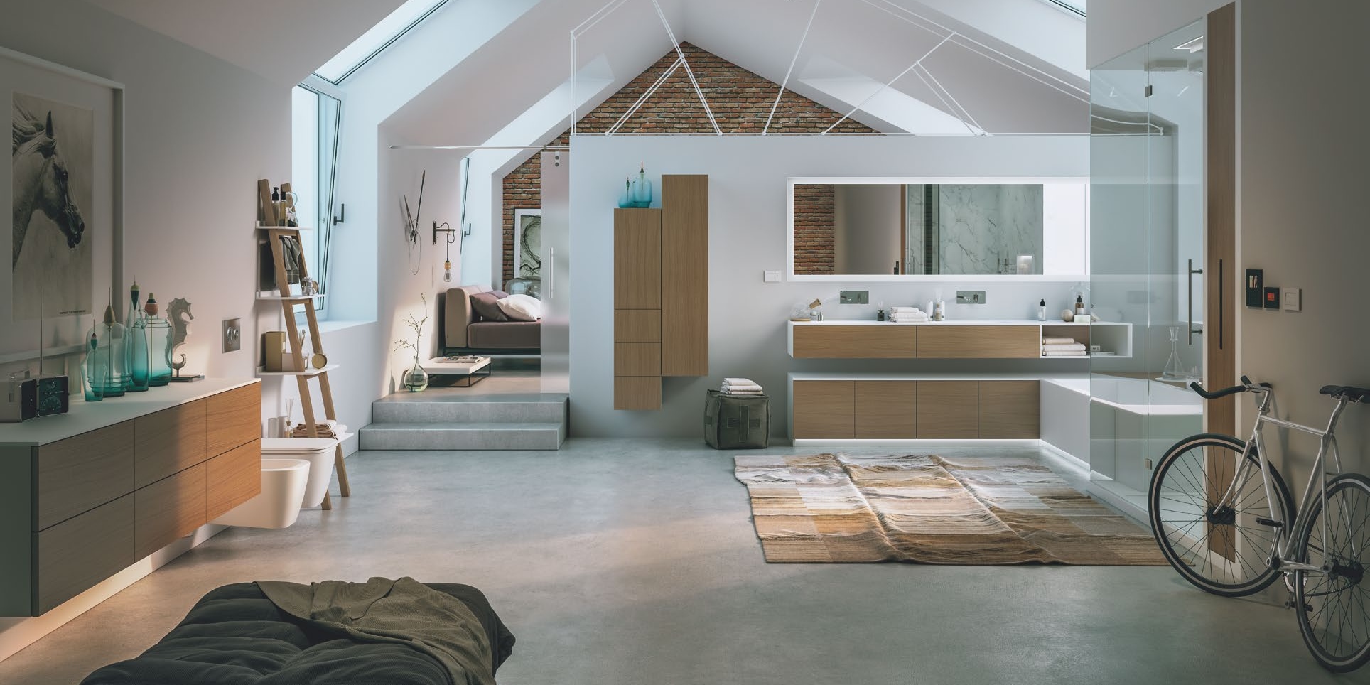 Moma Design Тумба под раковину подвесная с 2 ящиками 1800 Boxline2 250 дуб BLY21180RN - Вид №3