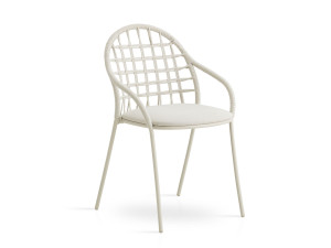 Штабелируемый садовый стул из нержавеющей стали и веревки с подлокотниками