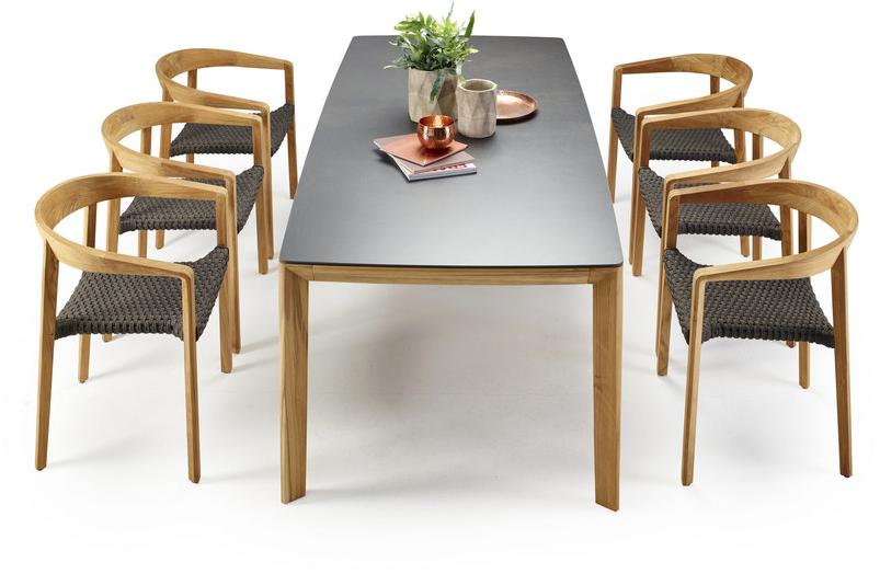 solpuri Прямоугольный обеденный стол из керамики и тика Lodge sun-id-1407066 - Вид №1