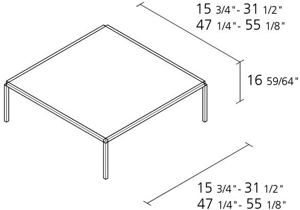 Alias Квадратный стеклянный журнальный столик Tavolo zero sun-id-1382174 - Вид №7