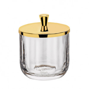 6600/CH-WAV Surya Crystal, емкость для ватных дисков с крышкой, цвет хром - стекло с эффектом волны