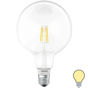 Лампа умная светодиодная Osram Smart Plus E27 220-240 В 5.5 Вт шар большой прозрачная 650 лм, теплый белый свет 89143931 STLM-2142052