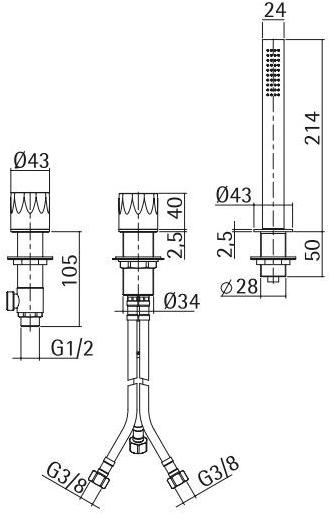 Quadrodesign Смеситель для ванны с ручным душем Hb sun-id-1369727 - Вид №1