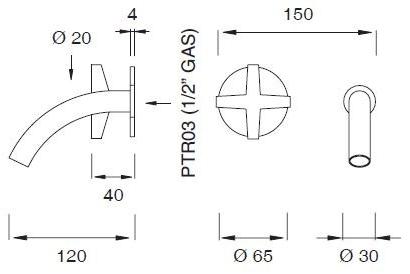 Ceadesign Смеситель для умывальника из нержавеющей стали с гидропрогрессией настенный Cross Crx 07 - Вид №2