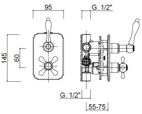 Rubinetteria Giulini Смеситель для душа с термостатом на 2 отверстия Pragamix - pragamix crystal F8283-pr - Вид №1