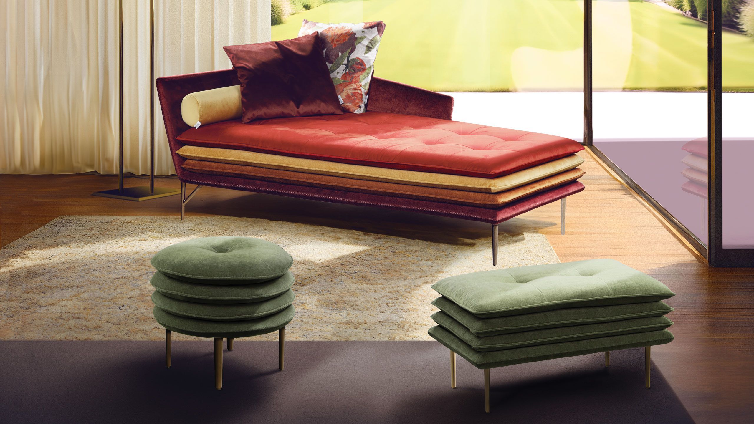 Круглый пуф из ткани Calia Italia Superior ARCH-00000008 - Вид №1