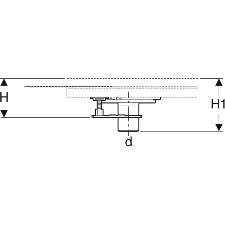 154.030.00.1 Сливной патрубок Geberit с четырьмя ножками, для душевой поверхности Setaplano, межэтажная инсталляция Geberit  - Вид №2