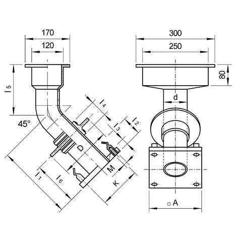 SANIT 71220250000 Канал слив ПЭ, под углом 45 °, односторонний фланец, муфта анкеры из нержавеющей стали V4A  - Вид №1