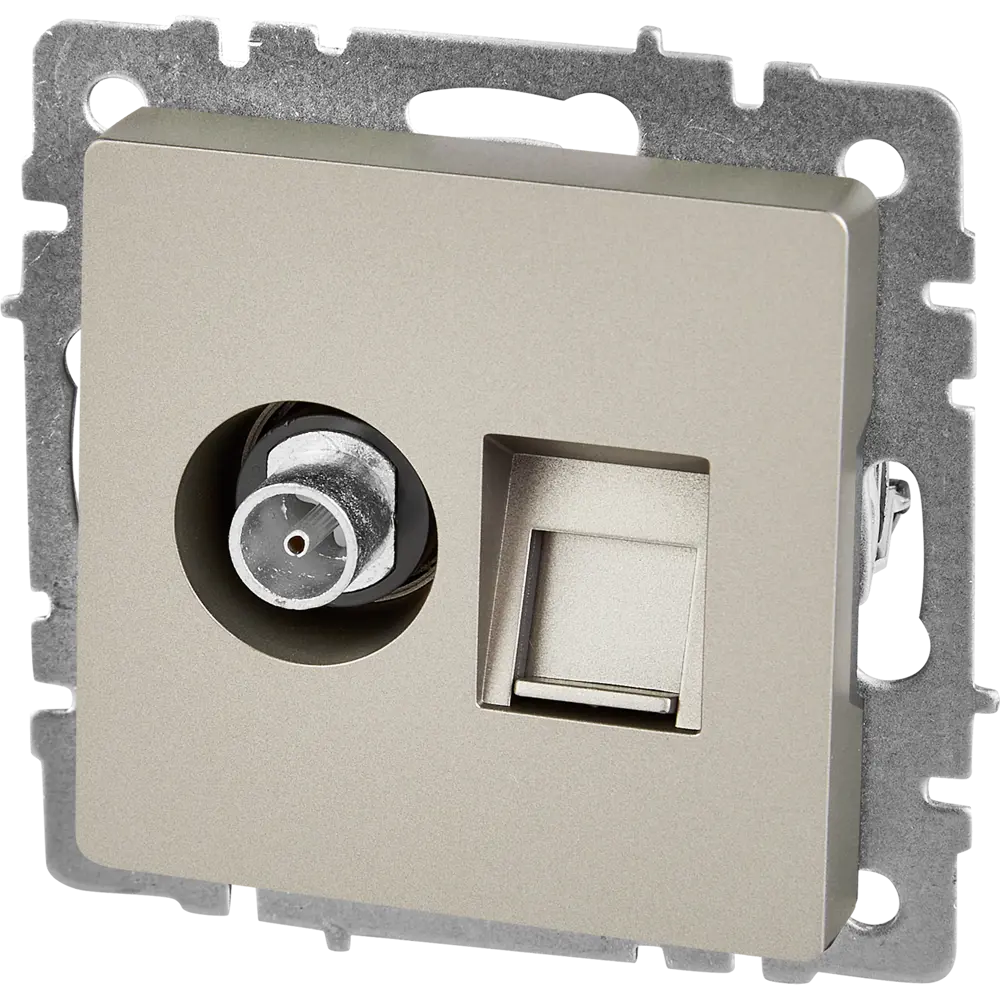Розетка TV IEK Brite для скрытого монтажа с подключением RJ45 87761612 STLM-1111484 - Вид №1