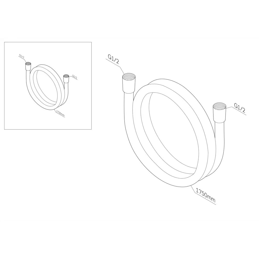 Душевой шланг AM.PM 1,75 м черный матовый с защитой от перекручивания 89409673 STLM-1565899 - Вид №1