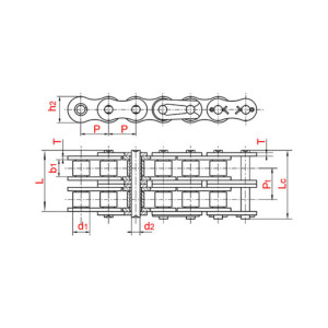 90829066 Цепь приводная роликовая двухрядная 16B-2 STLM-0402265 ISKRA