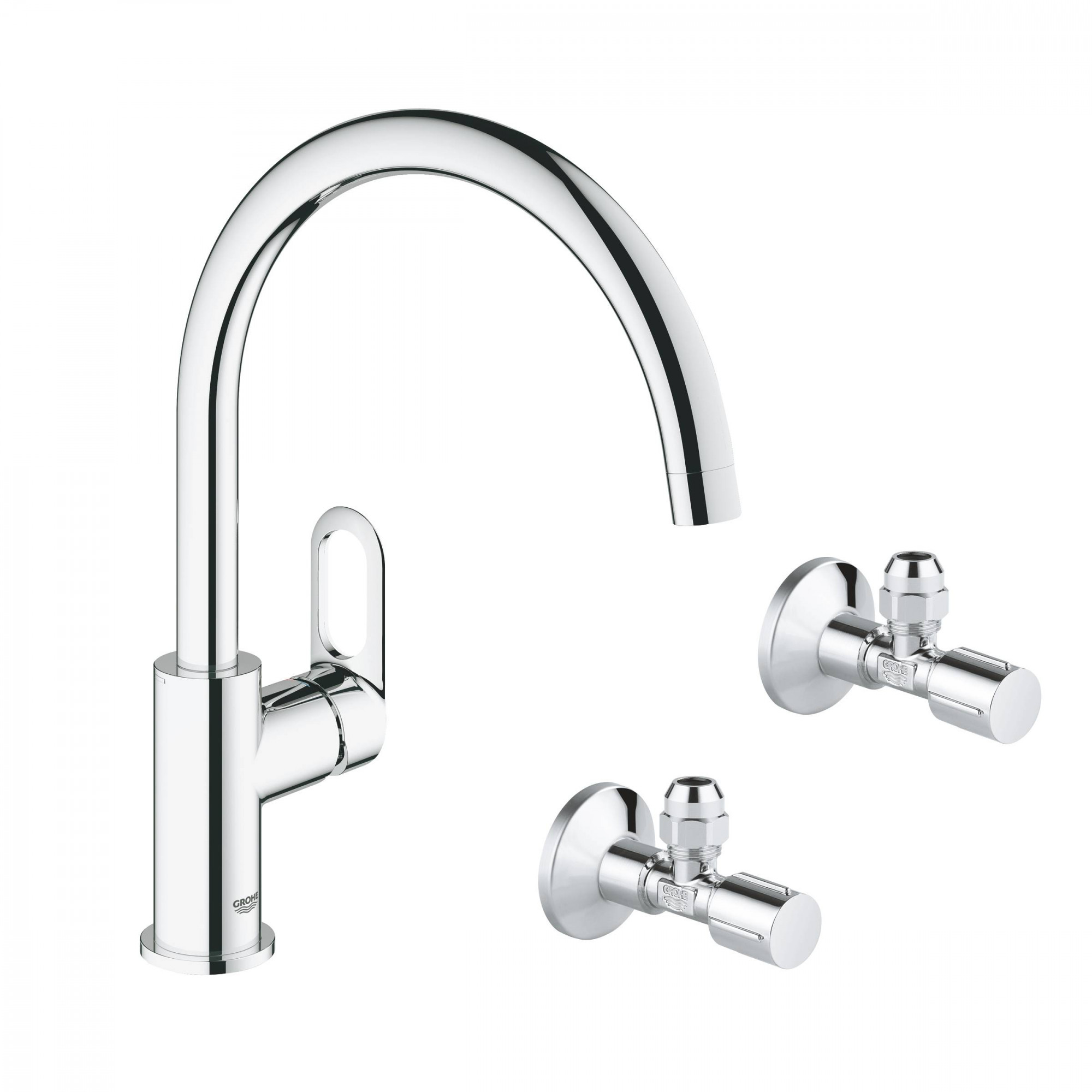 Смеситель для кухни GROHE StartLoop с угловыми вентилями в комплекте, хром (125832)