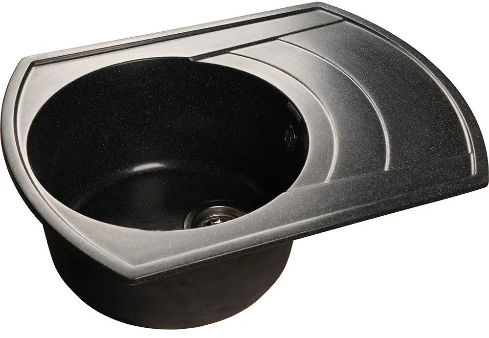 91053893 Врезная мойка Эко-М 65-R.308 64.50x49x20 см мрамор цвет черный STLM-0459573