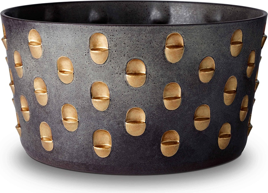 10614114 L’Objet Чаша 34х18см "Коба" (черная с позолотой) Керамика 