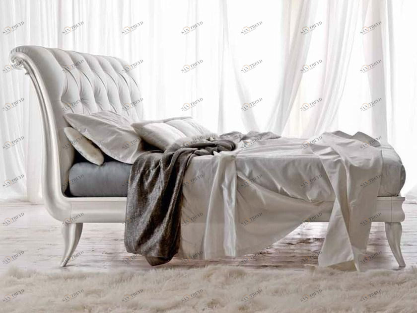 CorteZari Двуспальная кровать из кожи с обитым изголовьем Elegance 918-t