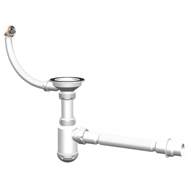 1-ый Сифон Санпласт GRAND 3 1/2" с круглым переливом + гофра (20) GRANFEST СНР 370-11-01