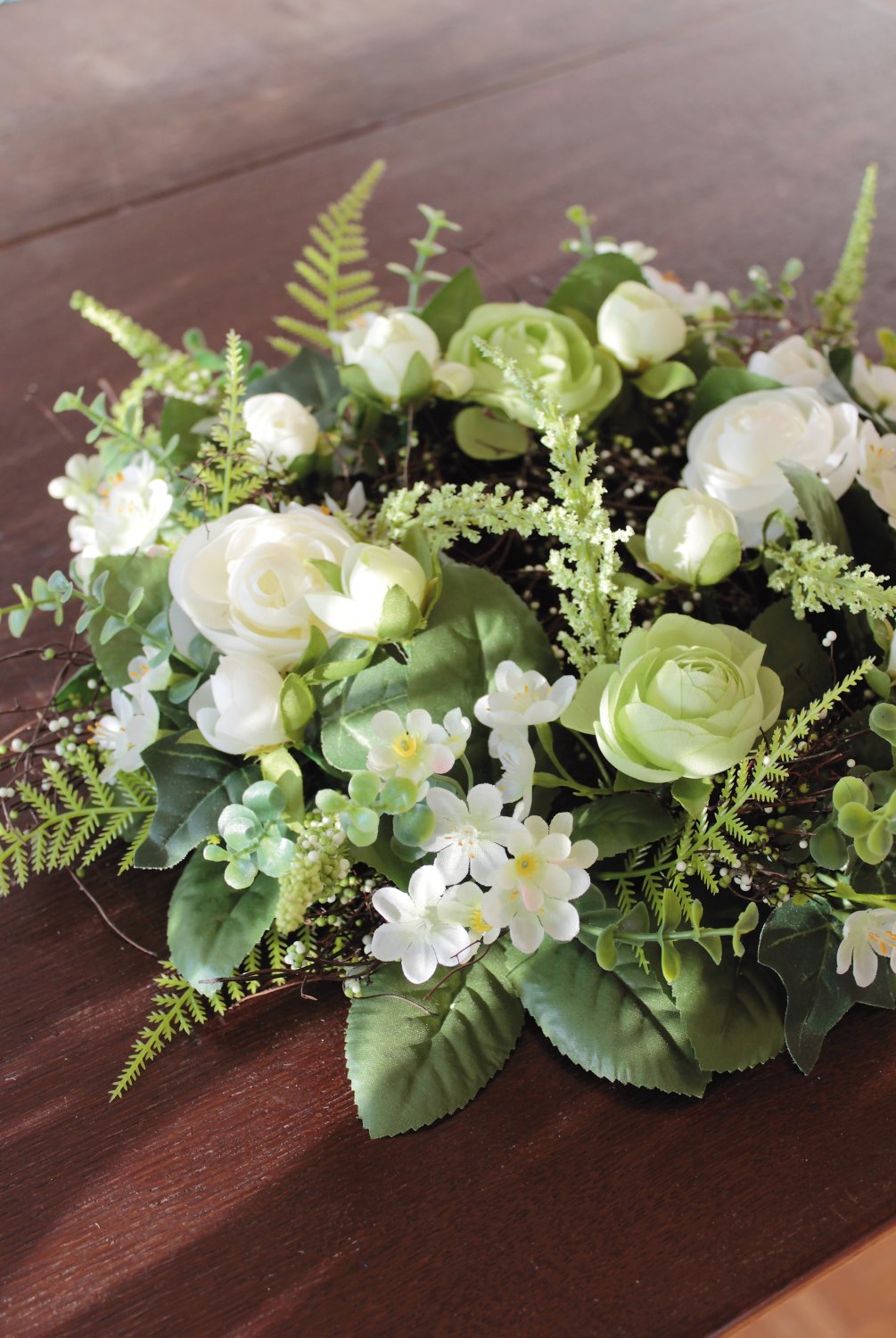 3162 778 a3 Искусственный венок 'Лютик-восковое растение', Ø 35 см, бежево-белый H-andreas  - Вид №3