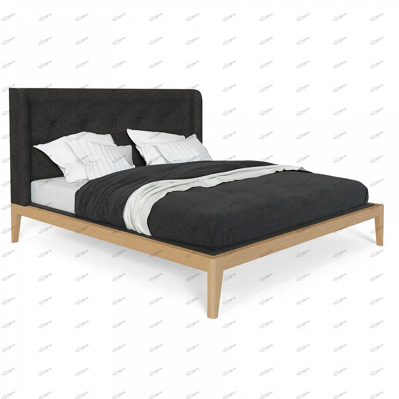 Кровать полутораспальная 140x200 темно-серая Fly Soft new BRAGIN DESIGN ДИЗАЙНЕРСКИЕ 256412 Бежевый;черный 