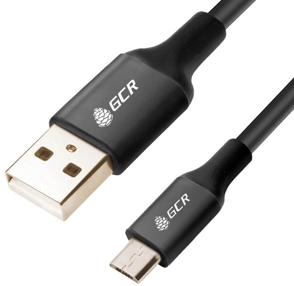 GCR-51180 кабель 3a 1.5m usb 2.0 для samsung, gold, оs android, am/microb 5pin, черный, al корпус черный, черный пвх, 28/22 awg, поддержка функции быстрой зарядки, Greenconnect Santreyd 
