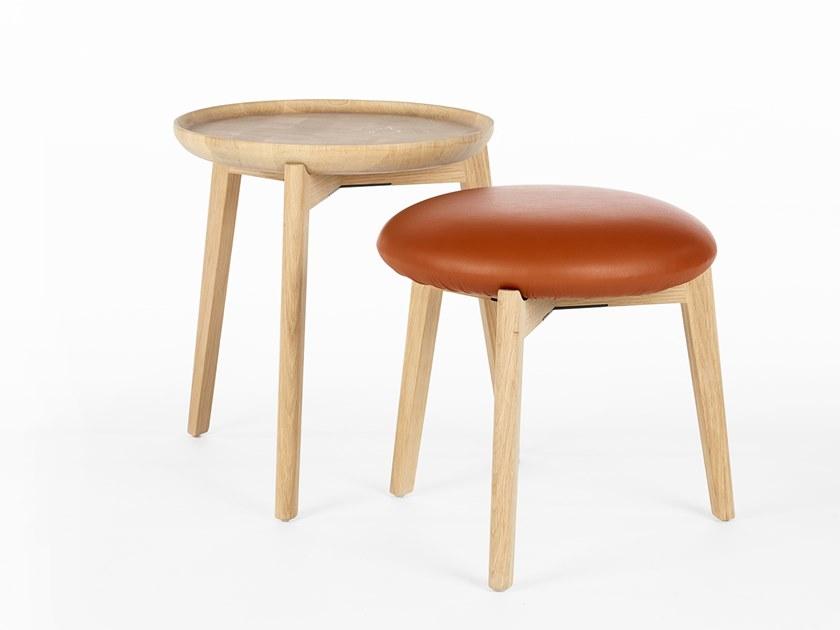 Wildspirit Низкий деревянный табурет со встроенной подушкой Macaron sun-id-1365617 - Вид №3