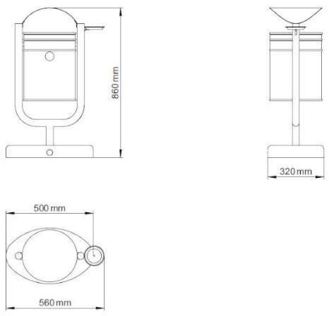 ENCHO ENCHEV - ETE Урна для мусора с пепельницей для улицы  90  - Вид №4