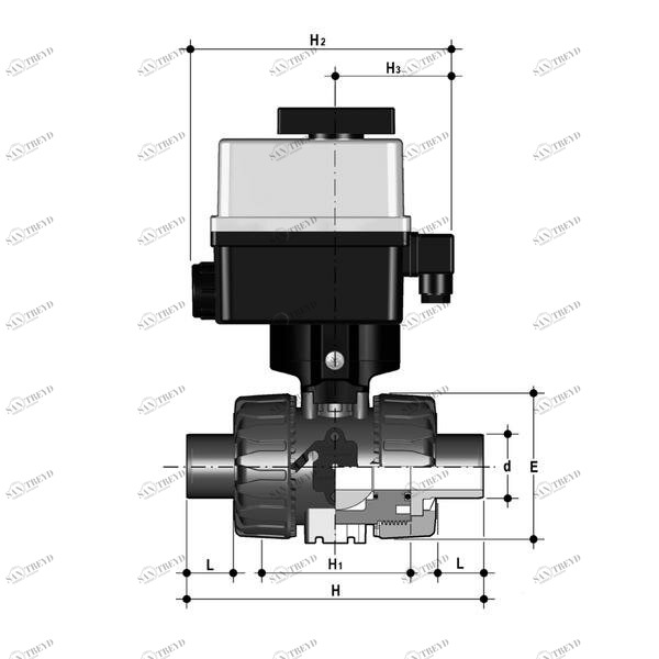 SANIT 535448051015020 2/2-ходовой шаровой кран VKR DualBlock®, ПВДФ, д 20-63, PVDF-LS сопло для нагревательного элемента стыковой сварки и ИК 
