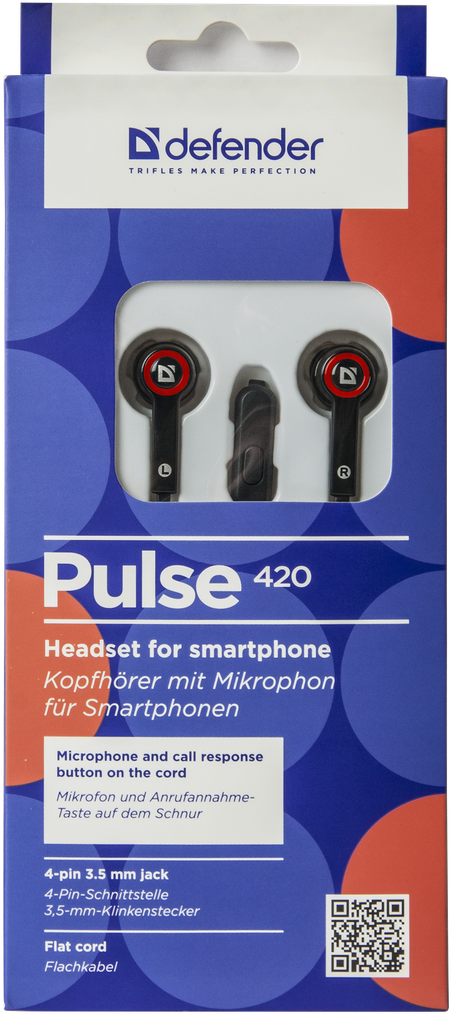 63424 гарнитура для смартфонов pulse 420 черный + красный, вставки Defender Santreyd  - Вид №4