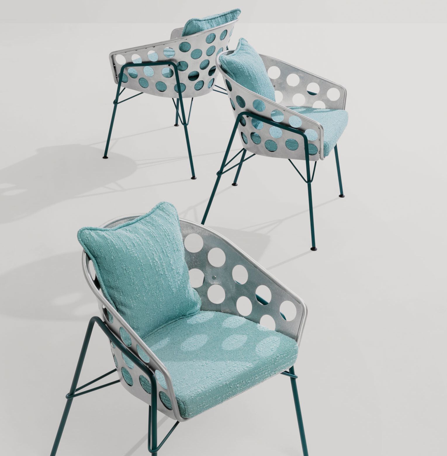 Окрашенный металлический стул с подлокотниками с мягким сиденьем Midj пузыри ARCH-00150460 - Вид №2