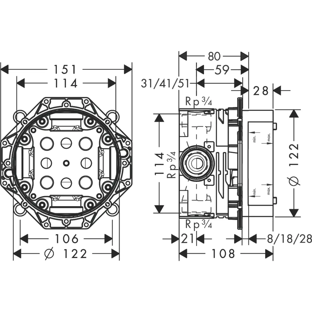 Скрытая часть Hansgrohe Ibox Universal 01800180 для душа смесителя термостата 12290279 STLM-2081106  - Вид №2