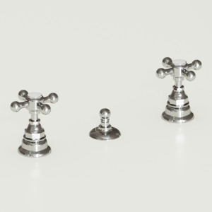 739390 Смеситель на биде на 3 отверстия с выпуском, цвет Хромированный Kerasan RETRO Италия