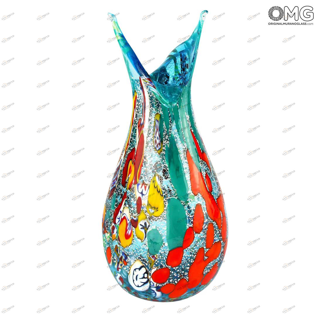 3266 ORIGINALMURANOGLASS Ваза Papillon - лазурная - Original Murano Glass OMG 10 см 