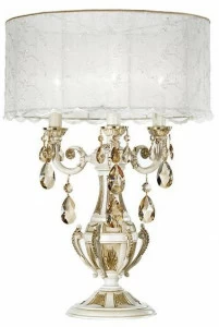 Possoni Illuminazione Антикварная настольная лампа из белого золота и золота с кристаллами swarovski® Windsor 888/l3-pz-gs