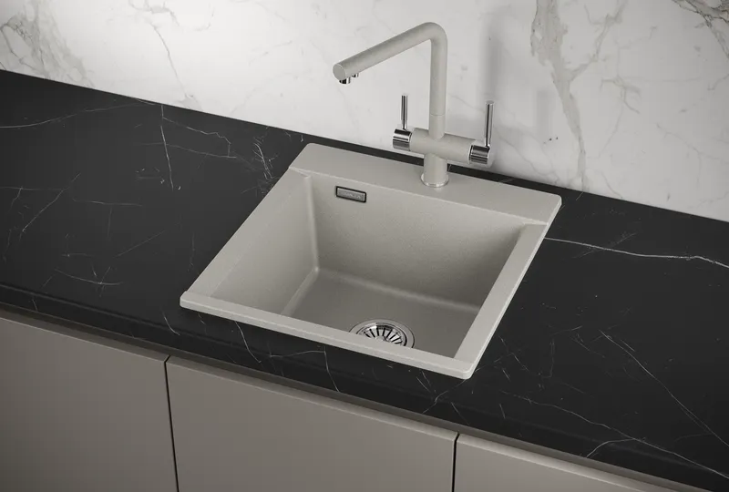 ES-4701, БАЗАЛЬТ, кухонная мойка, кварц, ESTETICA GRANULA 4701-ST161 - Вид №1