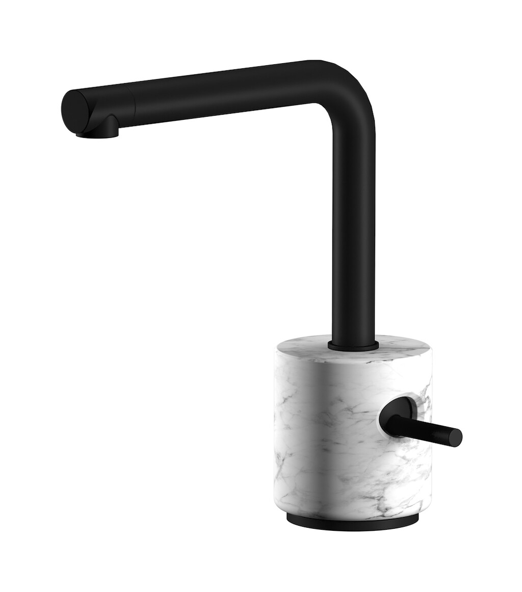 Смеситель для раковины на 1 отверстие в комплекте с донным клапаном WE ARE IB mm200np_1 Matt Black Marmo