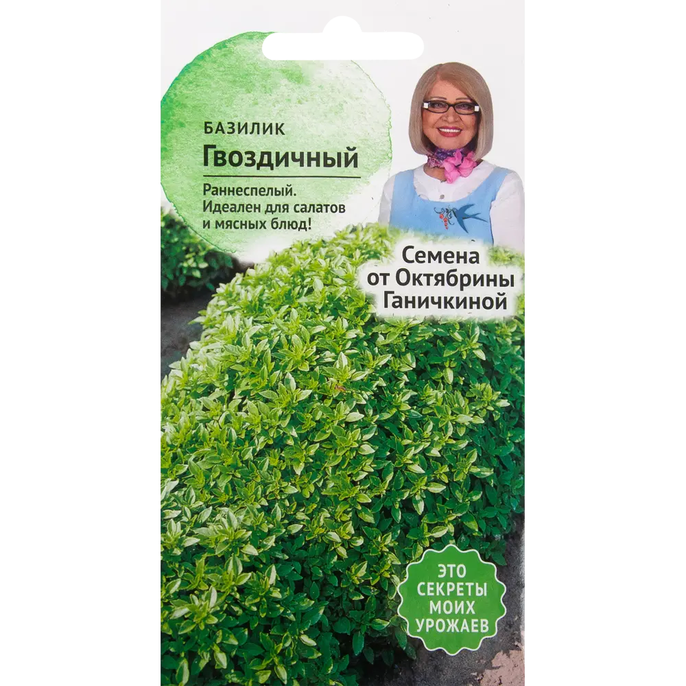 Семена Базилик «Гвоздичный» 0.3 г 82482196 STLM-2105327 СЕМЕНА ОТ ОКТЯБРИНЫ ГАНИЧКИНОЙ 