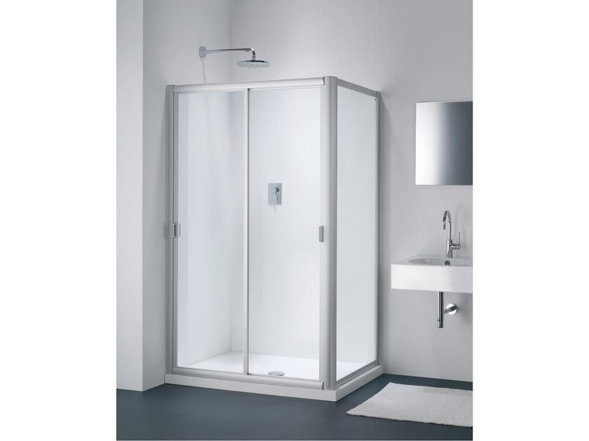 Стеклянная угловая душевая кабина с раздвижной дверью Provex Industrie ARCH-00022027
