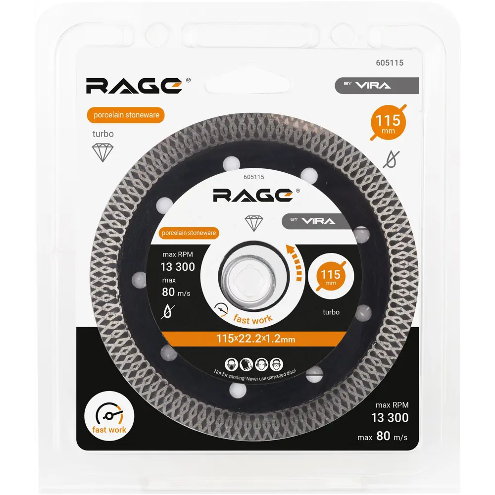 Алмазный диск RAGE Turbo для резки керамики и камня 115 мм 87553786 STLM-0074463 - Вид №2