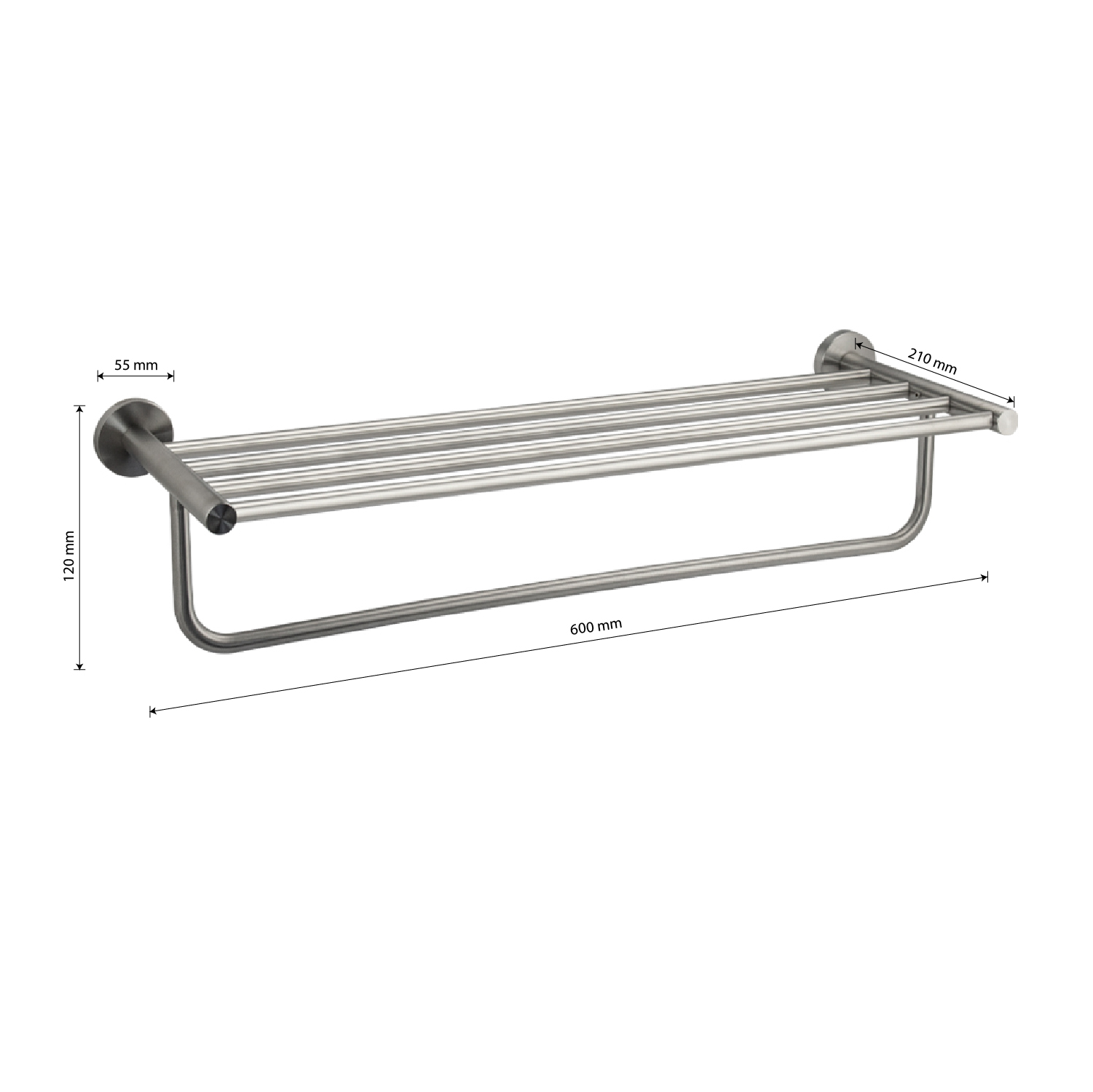 GFmark - Полка для полотенца с опорой, большая, из нержавеющей стали, код: 80142  - Вид №3