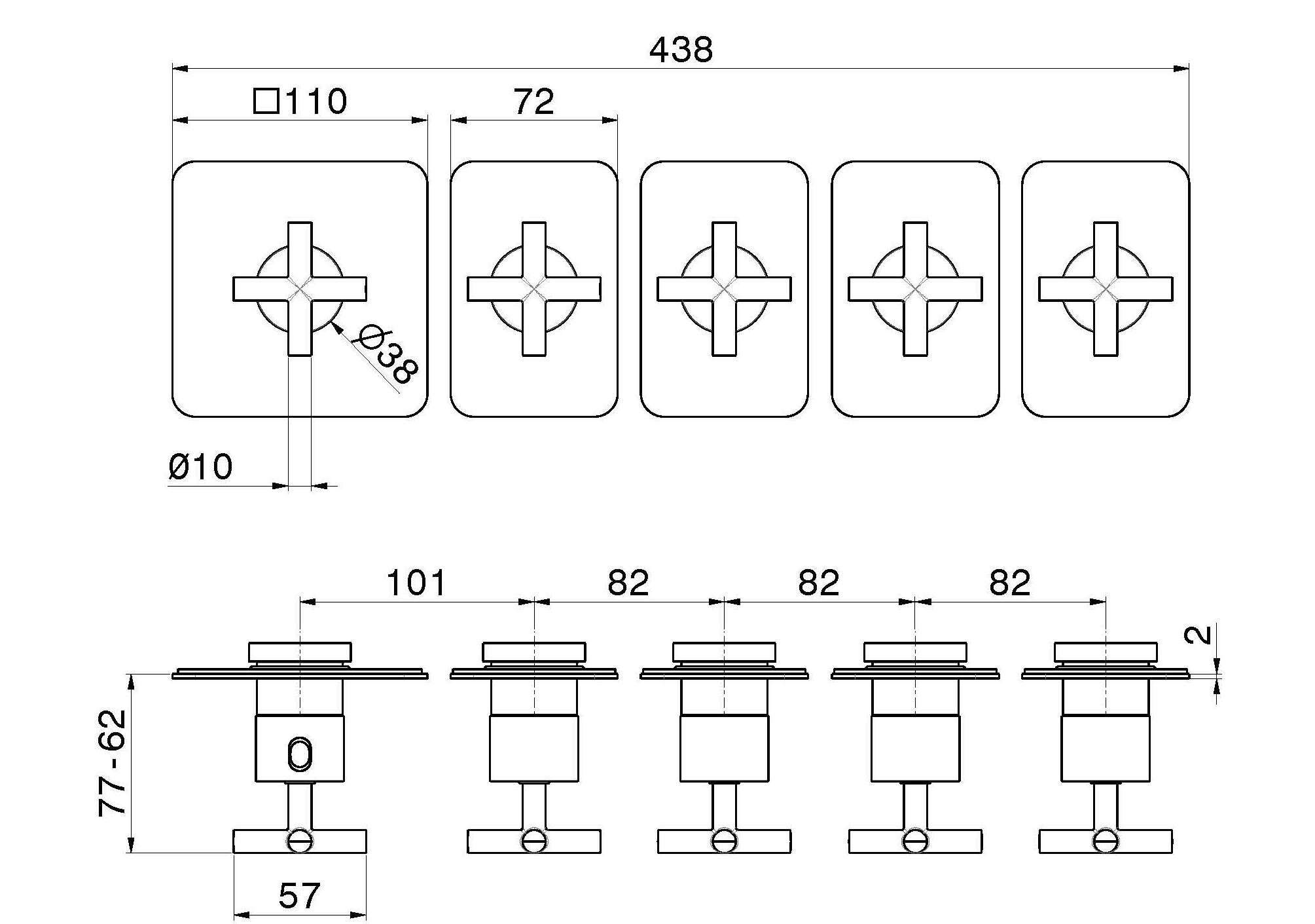 Термостатический смеситель для душа с 5 отверстиями Newform многофункциональные термостаты с 4 выходами ARCH-00009826 - Вид №1