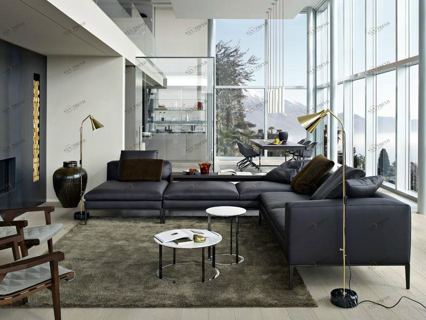 B&B Italia Секционный угловой диван в коже Michel sun-id-1423075