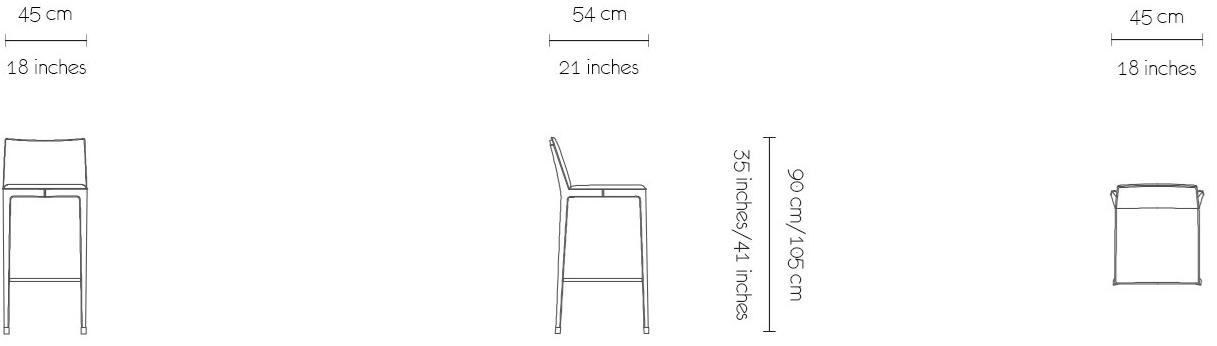 MORADA Высокий кожаный табурет со спинкой Cubé Cube bsl - Вид №4