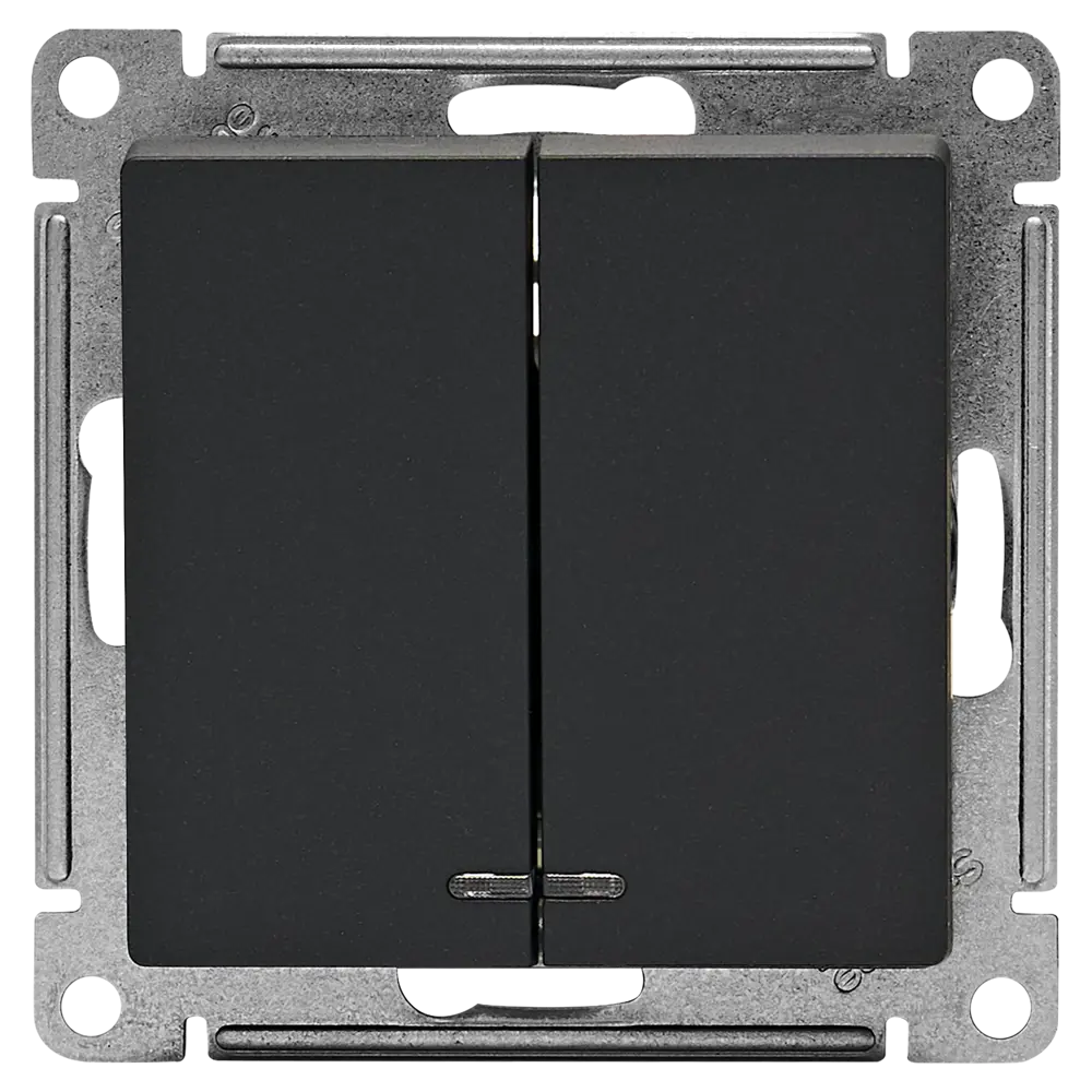 Выключатель встраиваемый Systeme Electric AtlasDesign 2 клавиши с подсветкой цвет базальт STLM-2003232