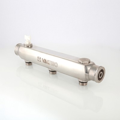 VTc.510.SS.060406 Коллектор из нержавеющей стали с межосевым расстоянием выходов 100 мм Valtec 1", 6 x 1/2"  - Вид №5