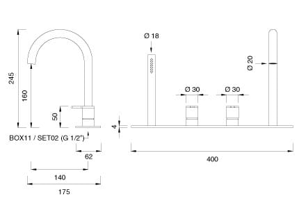 Группа смесителей для ванны с горлышком и ручным душем CEADESIGN INNOVO ARCH-00042257 - Вид №2
