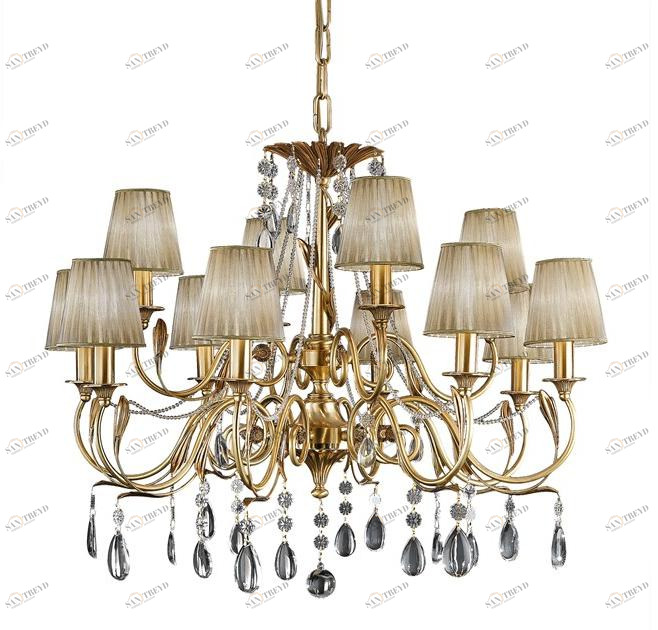 Possoni Illuminazione Антикварная люстра из французского золота с кристаллами шоулера Daisy 3039/8+4